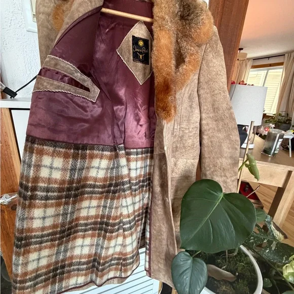 Men's Brown Fur Collar Coat - Picture 10 of 16